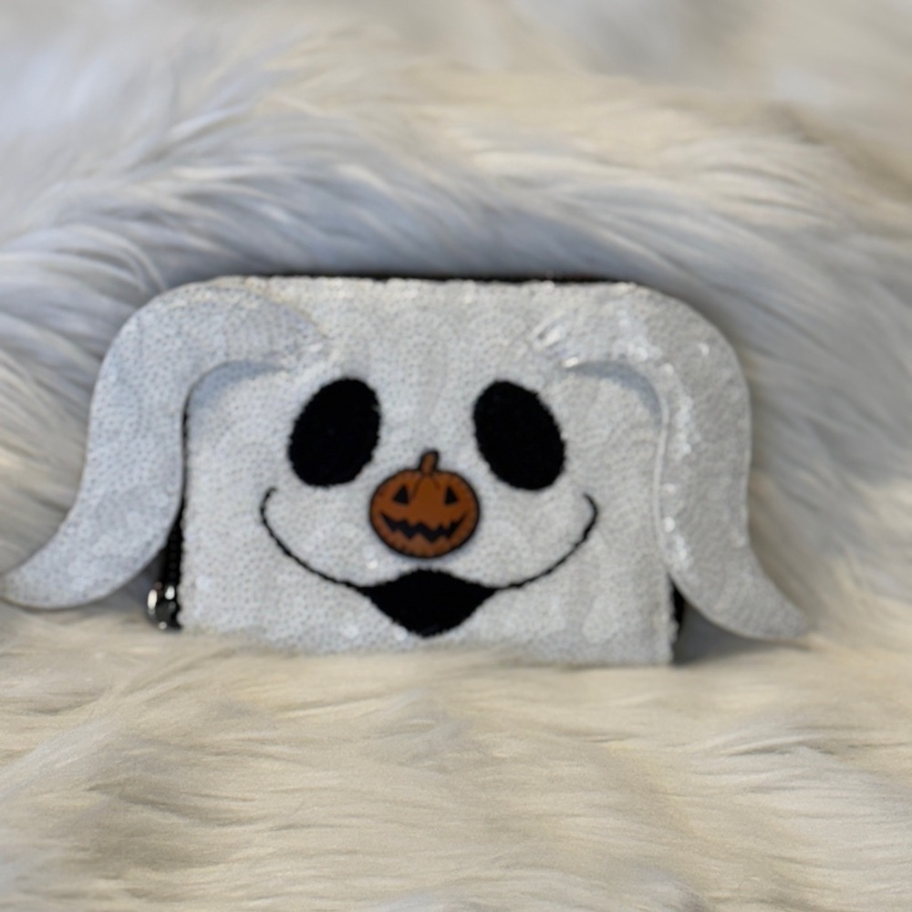 Loungefly White and Black Wallet with Pumpkin Detail